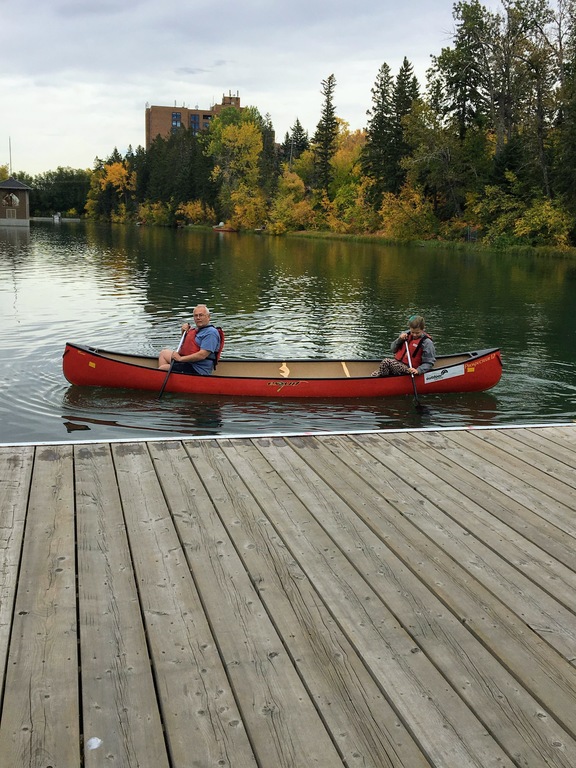 Bowness Park, 5 km from our house.  Hiking trails, boat rentals