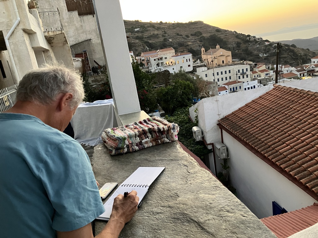In den Ferien malen und skizzieren wir gerne - hier auf der Insel Kea in Griechenland.