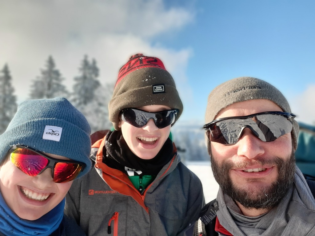 snowshoe hiking in the Jura (one hour from our house)
