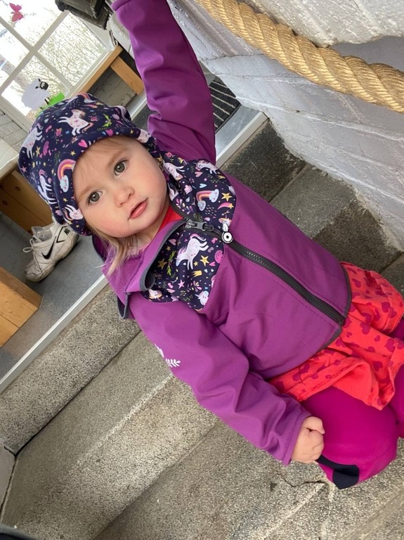 Rebeka on her way from the kindergarden!