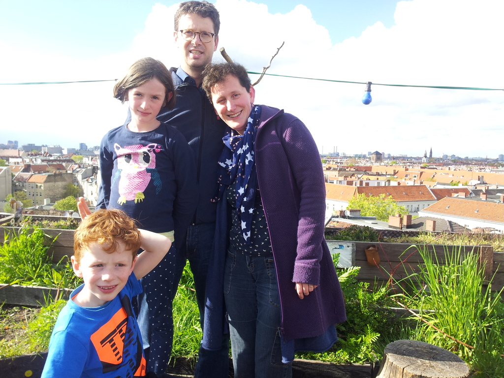At rooftop bar Klunkerkranich in 2016, close to our home.