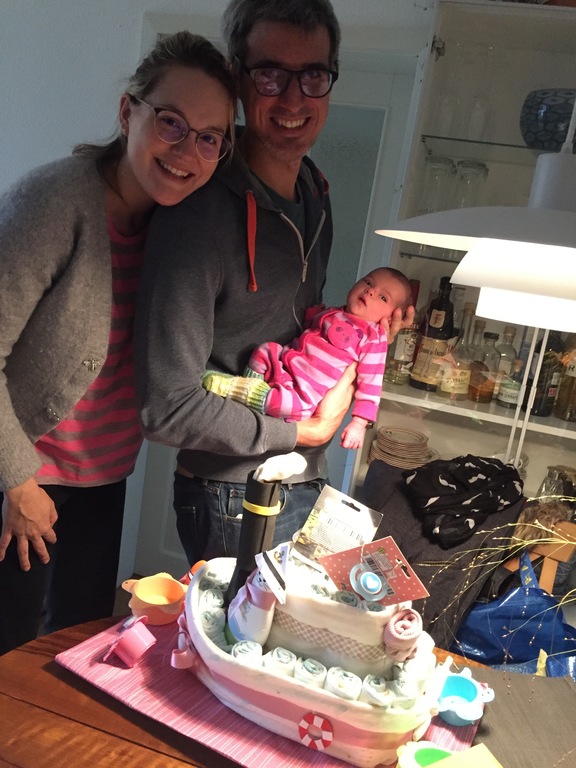 with our newborn daughter