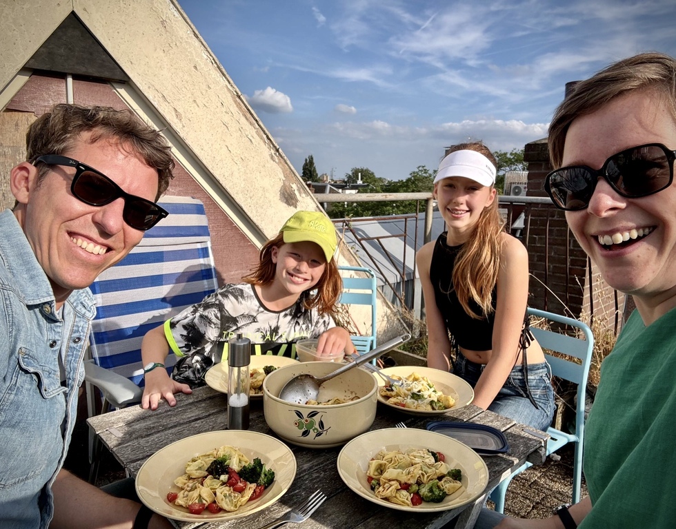 Amsterdam 2024 – dinner on the rooftop of our exchange home