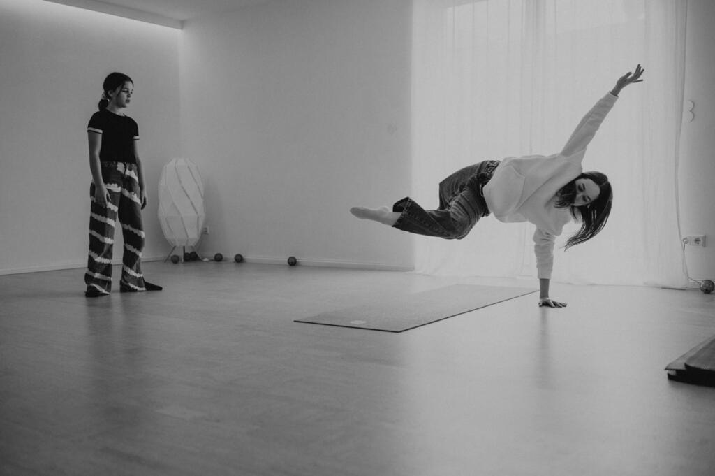  Mia and Ajda practicing for a dance competition