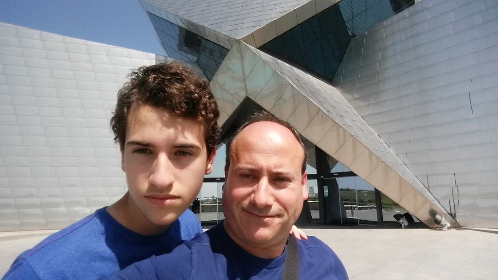 Jon Jr & Jon visiting a wine celler in Barbastro, Spain.