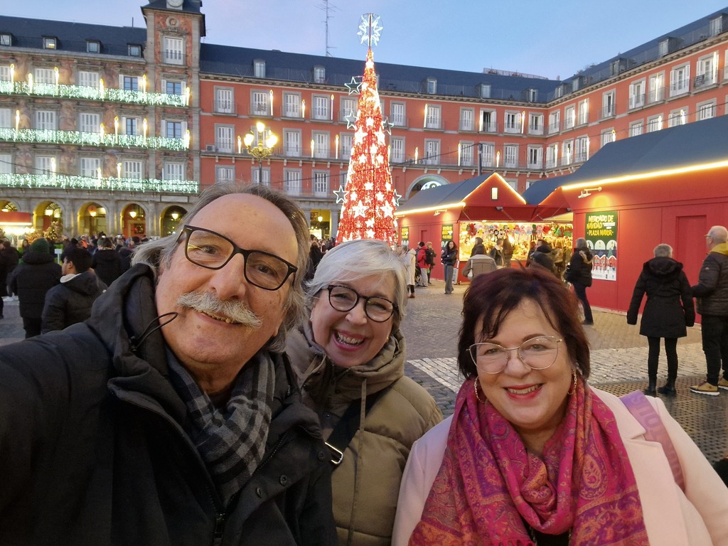 With the family in the Plaza Mayor in Madrid