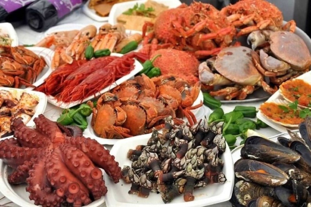 Gastronomía típica gallega. Marisco.