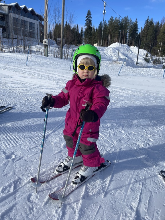 Erin practicing downhill skiing