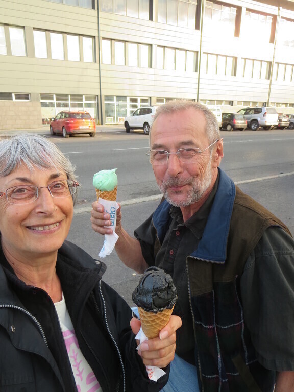 Enjoying Valdis icecreams in Reykjavik, IS 