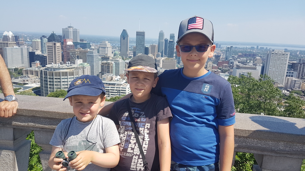 The 3 boys in the Mont-Royal Park on Montreal, our first international exchange summer 2019