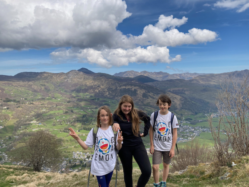 On the top of the closest mountain just above our house in the Pyrénées