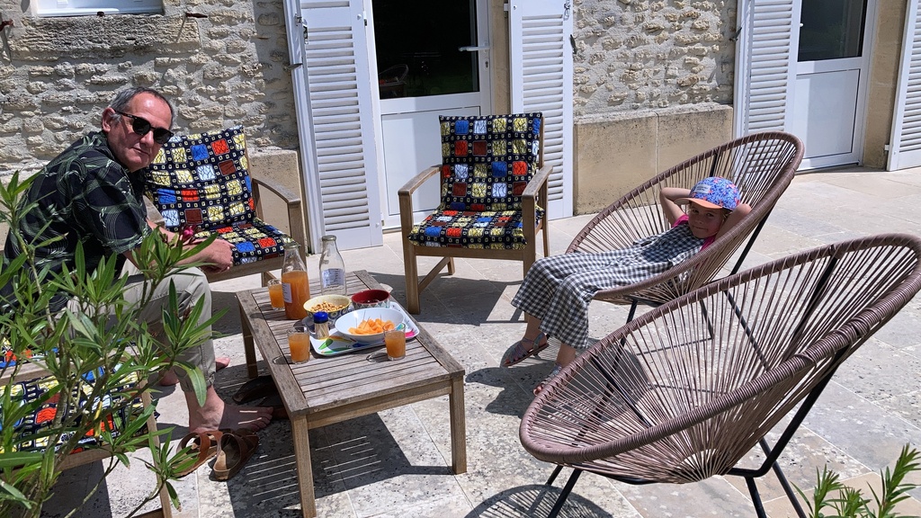 garden terrace with our granddaughter