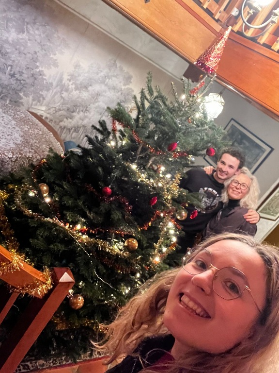 With kids at Christmas