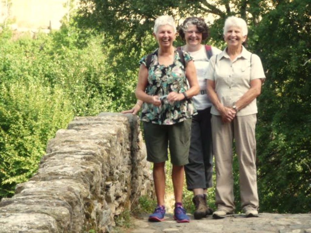 Anne, Hazel and Soo (Anne's sister) walking in Spain