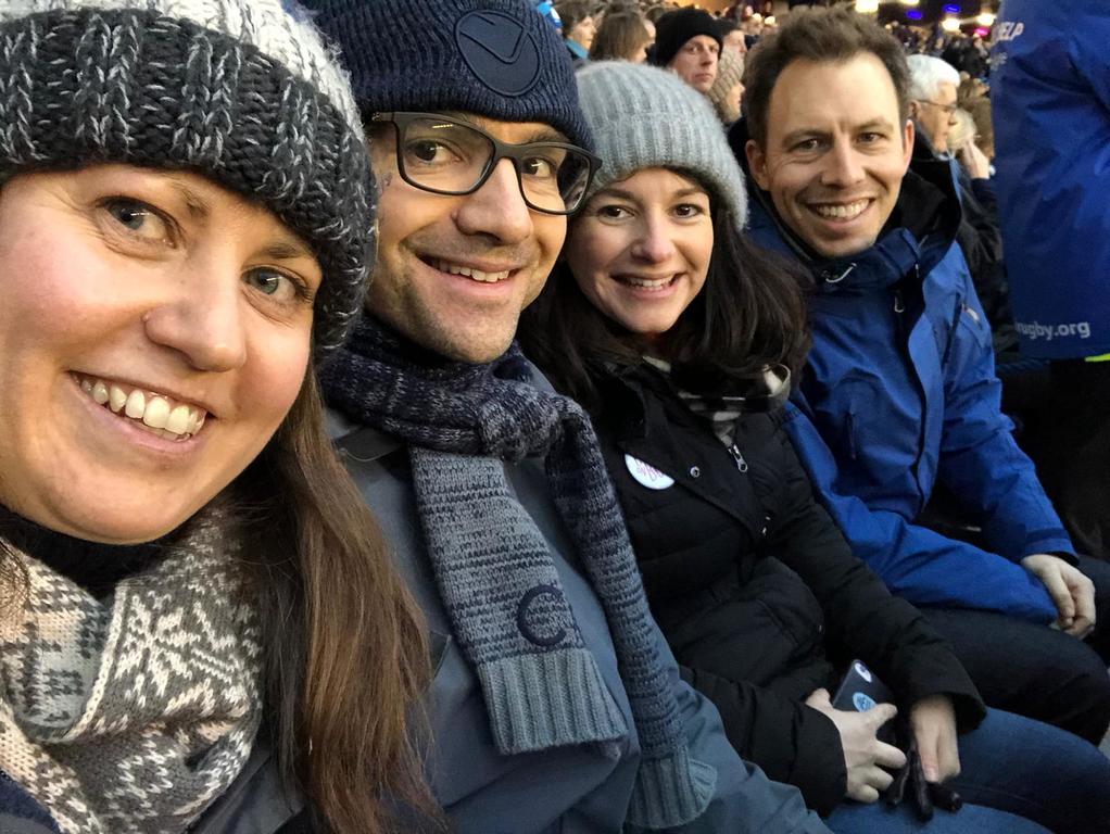 Lin, Stewart, Kirstin and Andrew (left to right) enjoying the rugby at Murrayfield in Edinburgh.  