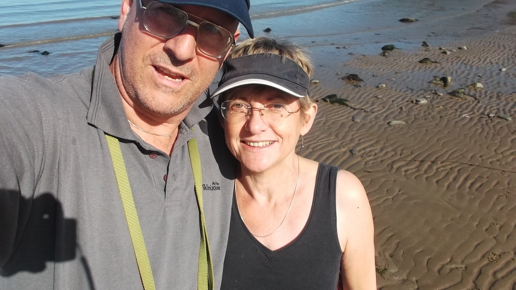 Pam and Rob in Wales, enjoying the autumn sunshine