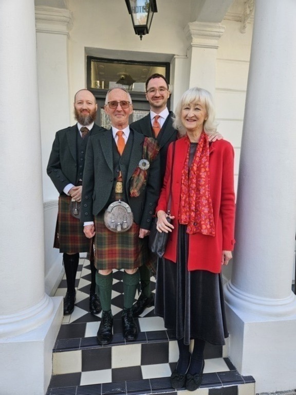 Dressed for a family wedding in London