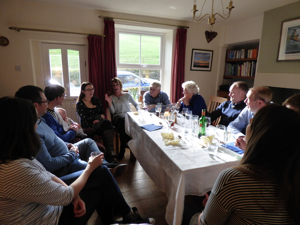 Family meal in the dining room