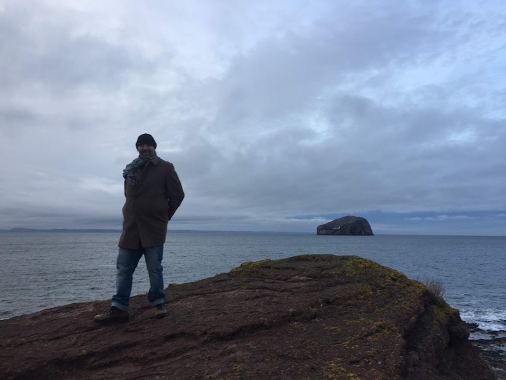Peter with the Bass rock! At Gullane beach which is a 45 min drive
