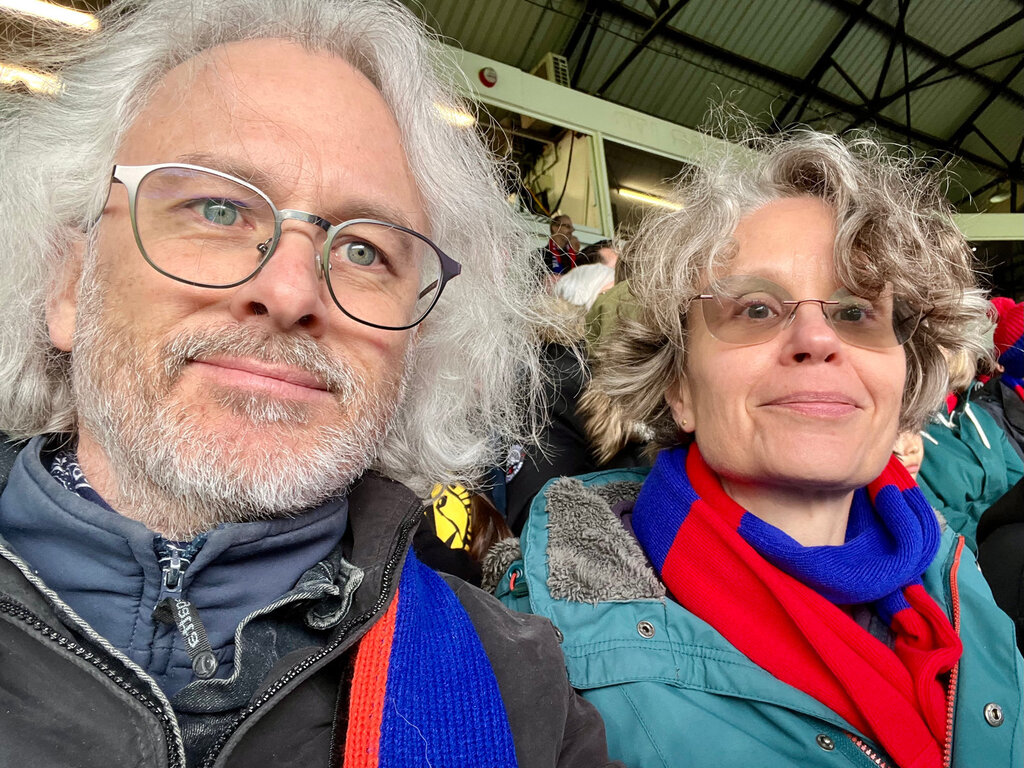 Paul and Claire at Selhurst Park supporting our local team, Crystal Palace.