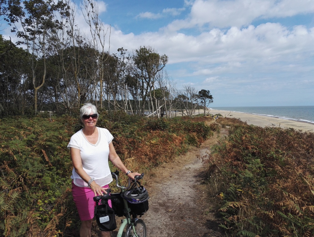 Sue cycling near Southwold, Suffolk