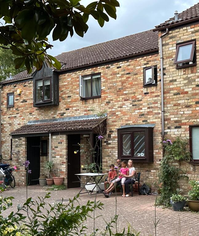 Us sitting outside our house!