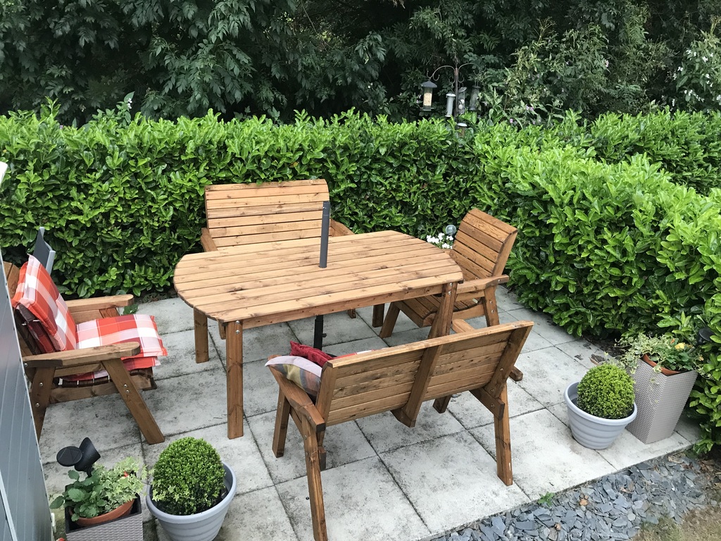 Seating area by river