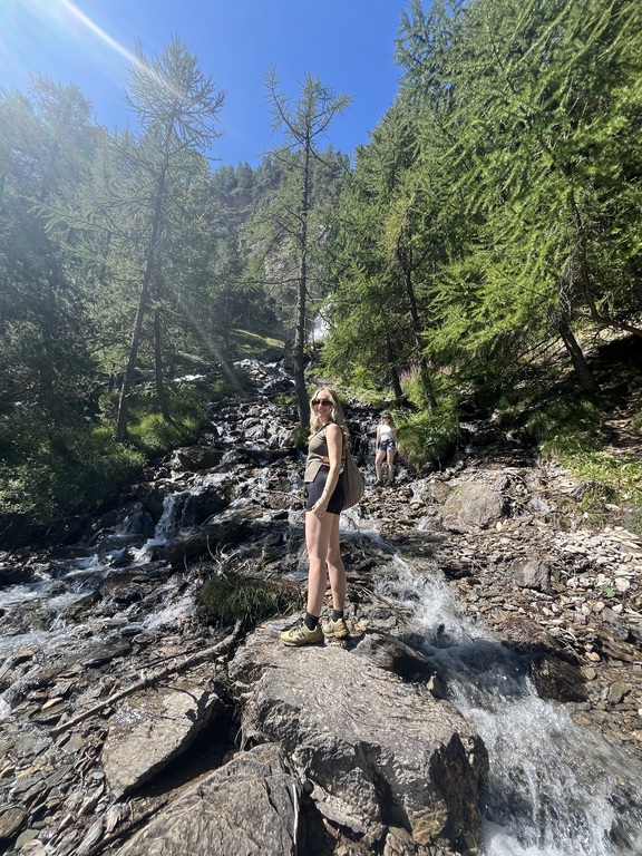 Hiking to a beautiful waterfall