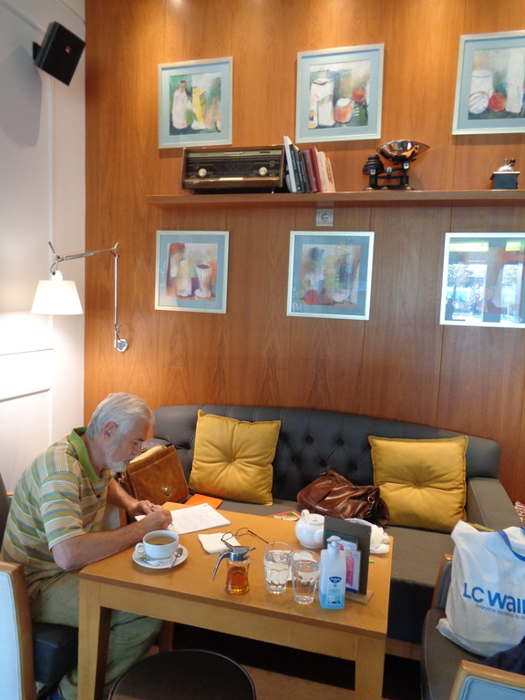 RETIREMENT PASSTIME FOR MINAS-WRITING NOVELS-ALMOST EVERY MORNING AT COFFE SHOPS