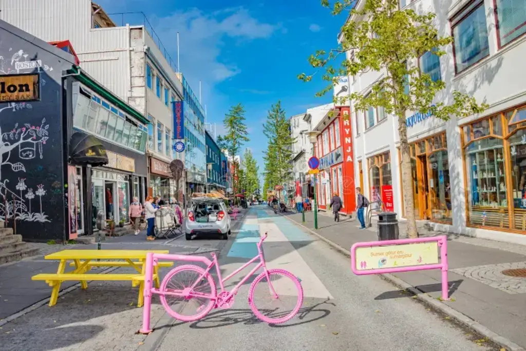 Laugavegur - the main shopping street in downtown Reykjavik. 