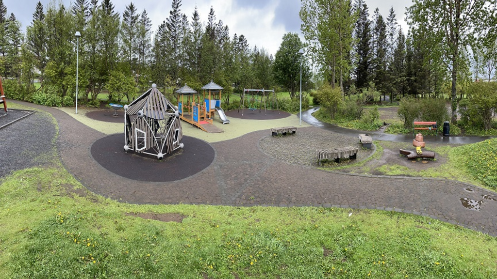 Klambratún is a public park 5 minutes away from our street. It has an excellent playground for kids.