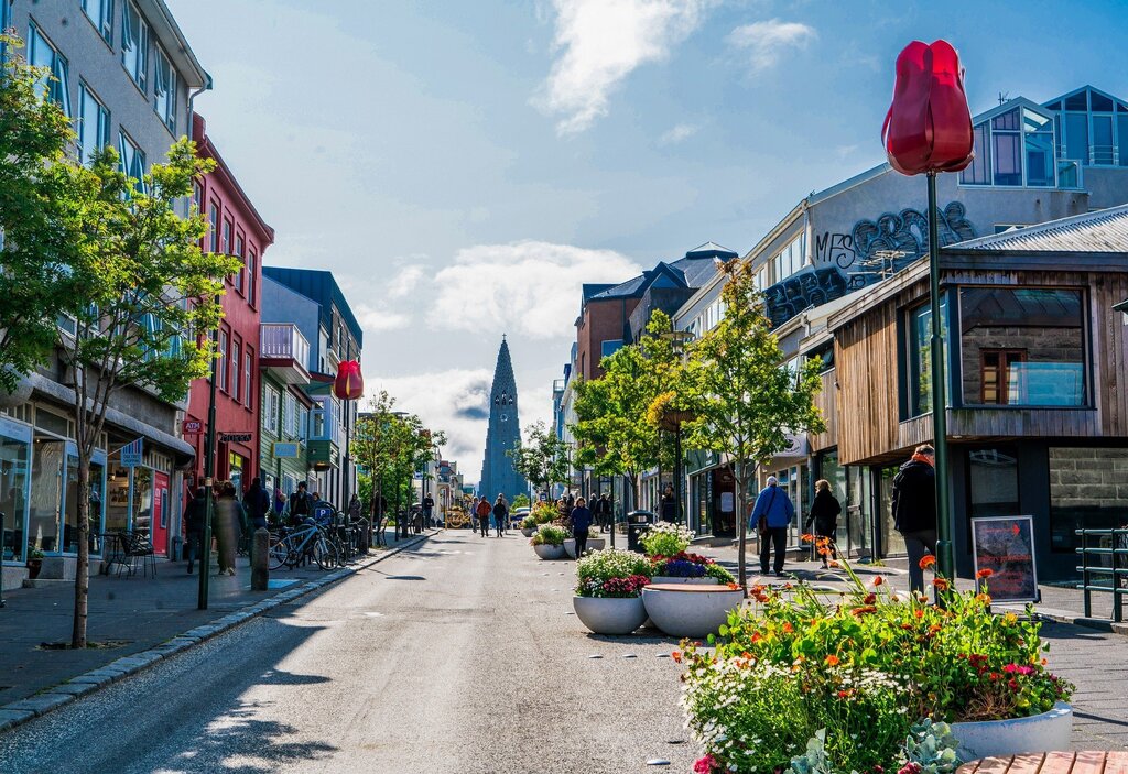 Downtown Reykjavik in the summer - 10-15 minute walk from our house.