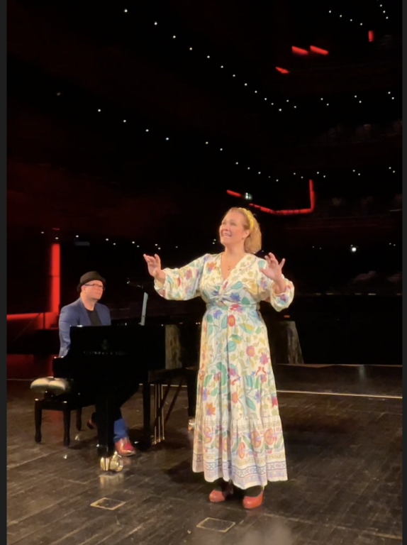 Sigga and Karl performing in Eldborg Music Hall in Harpa, Reykjavik. summer 2024