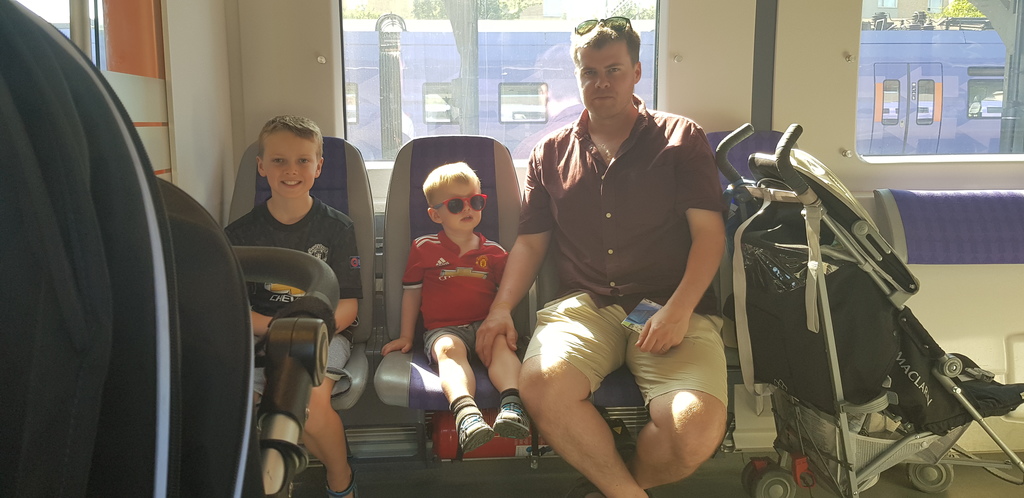 The boys on a train in Sweden, summer of 2018
