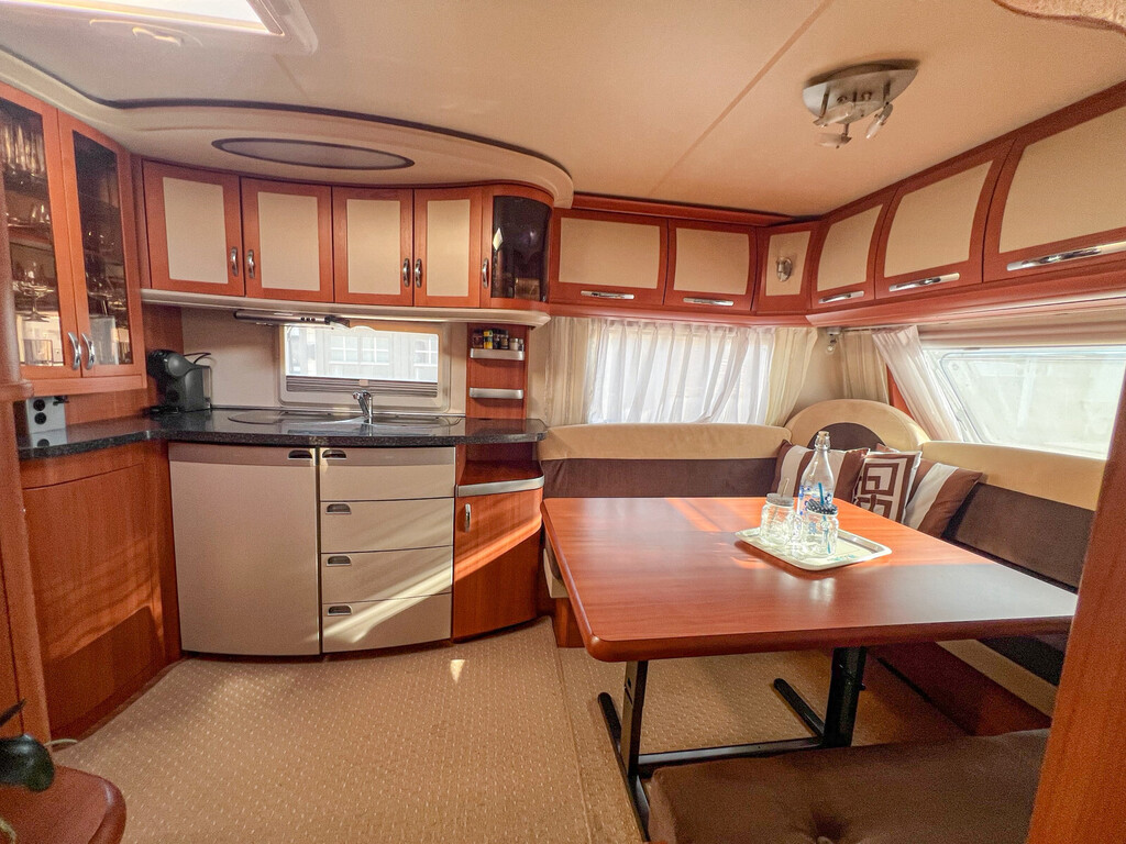 Our caravan is well equipped and sleeps six