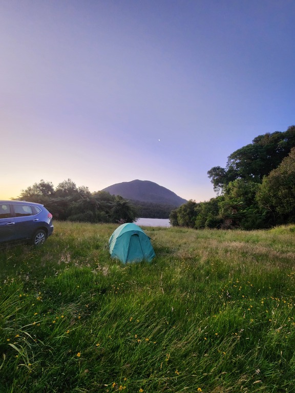 Camping on trip to South Island. 