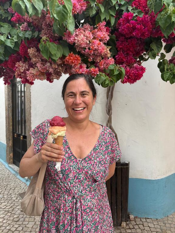Ana having ice cream in the Algarve