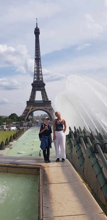 The summer of 2019 we went to Paris. Here are two of our kids posing in front of the Eiffel Tower.