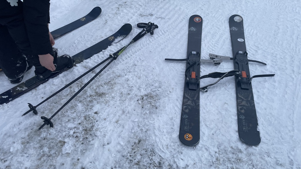 We have skis to explore snowy nature.
