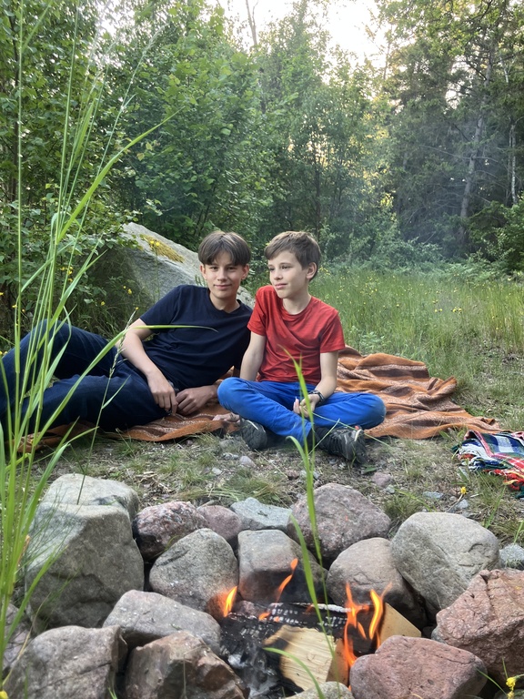 The family camping on a Stockholm Island.