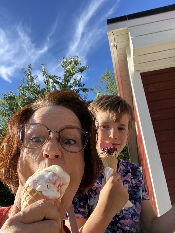 Enjoying ice cream by our boardwalk