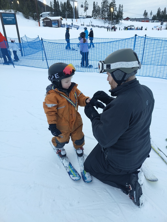 Sam getting a medal on our most recent skiing trip