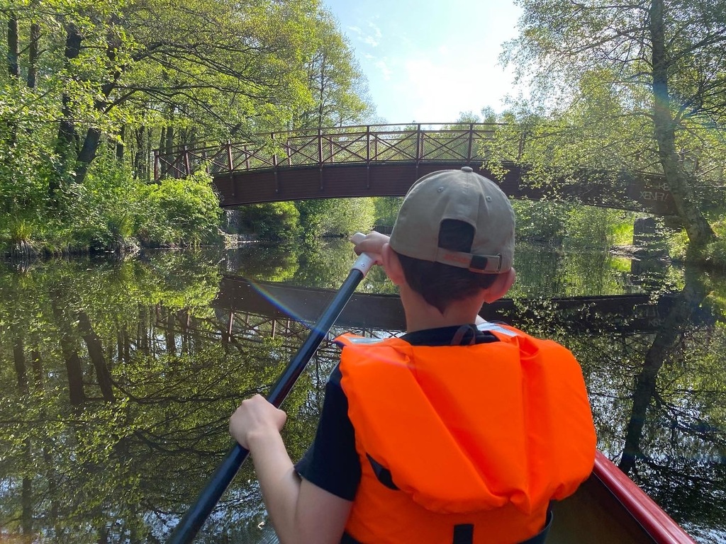 Emil paddling in Landvetter lake