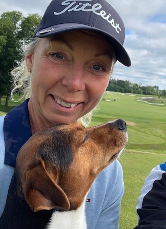 Golfing with my dog.