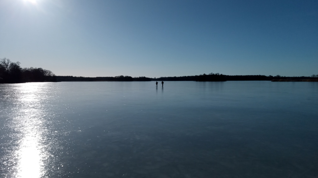 Ice skating on the lake nearby