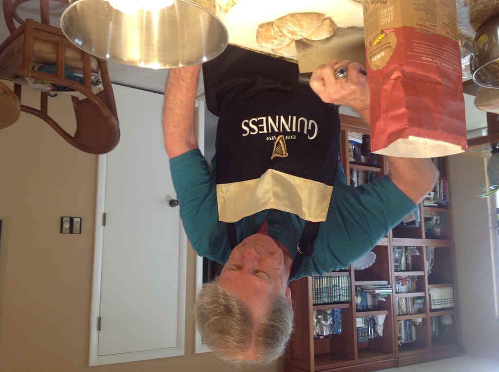 Patrick baking bread.