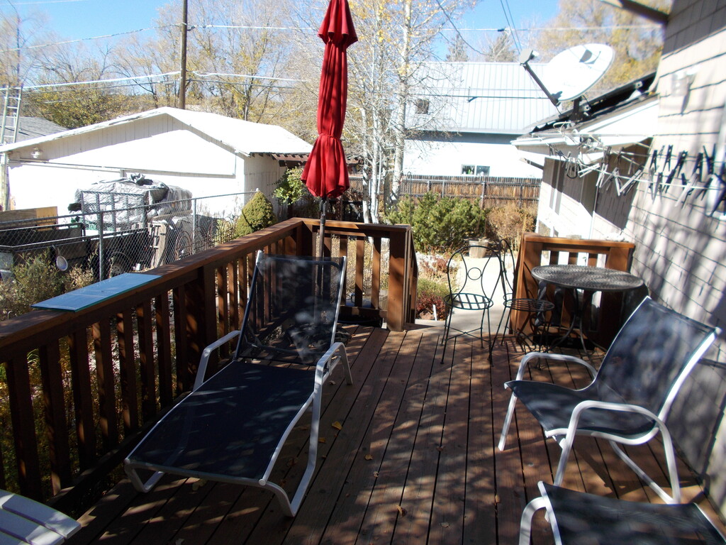 Deck in backyard