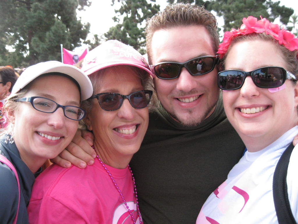 My sister, mother, brother, and me at Balboa Park for the Susan G. Komen Breast Cancer 5K Race for the Cure.