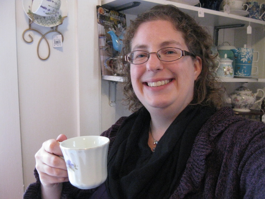 Me having tea in Julian, California.