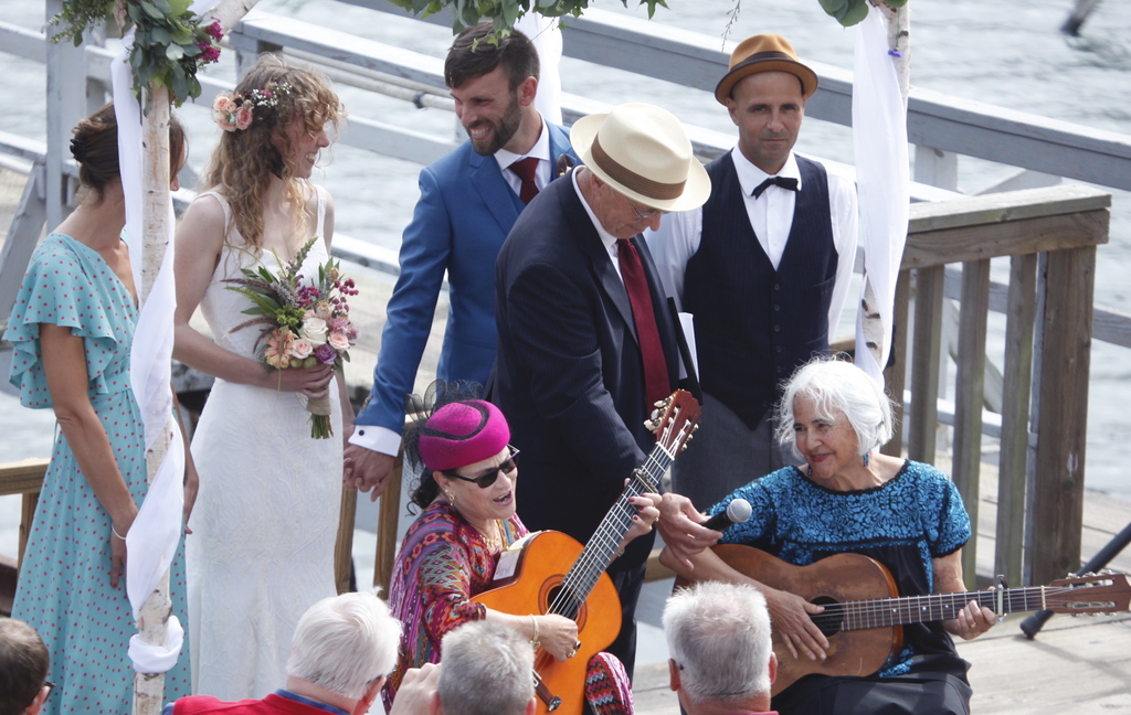 Naomi, on right, singing at a San Francisco wedding, summer 2017